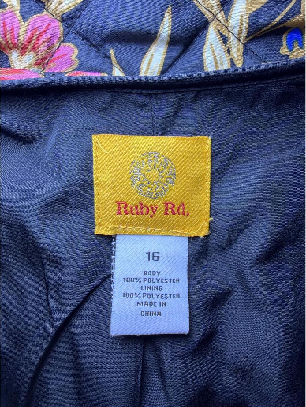 Ruby Rd. Floral Quilted Jacket Black Multicolor Size 16 - Picture 3 of 7